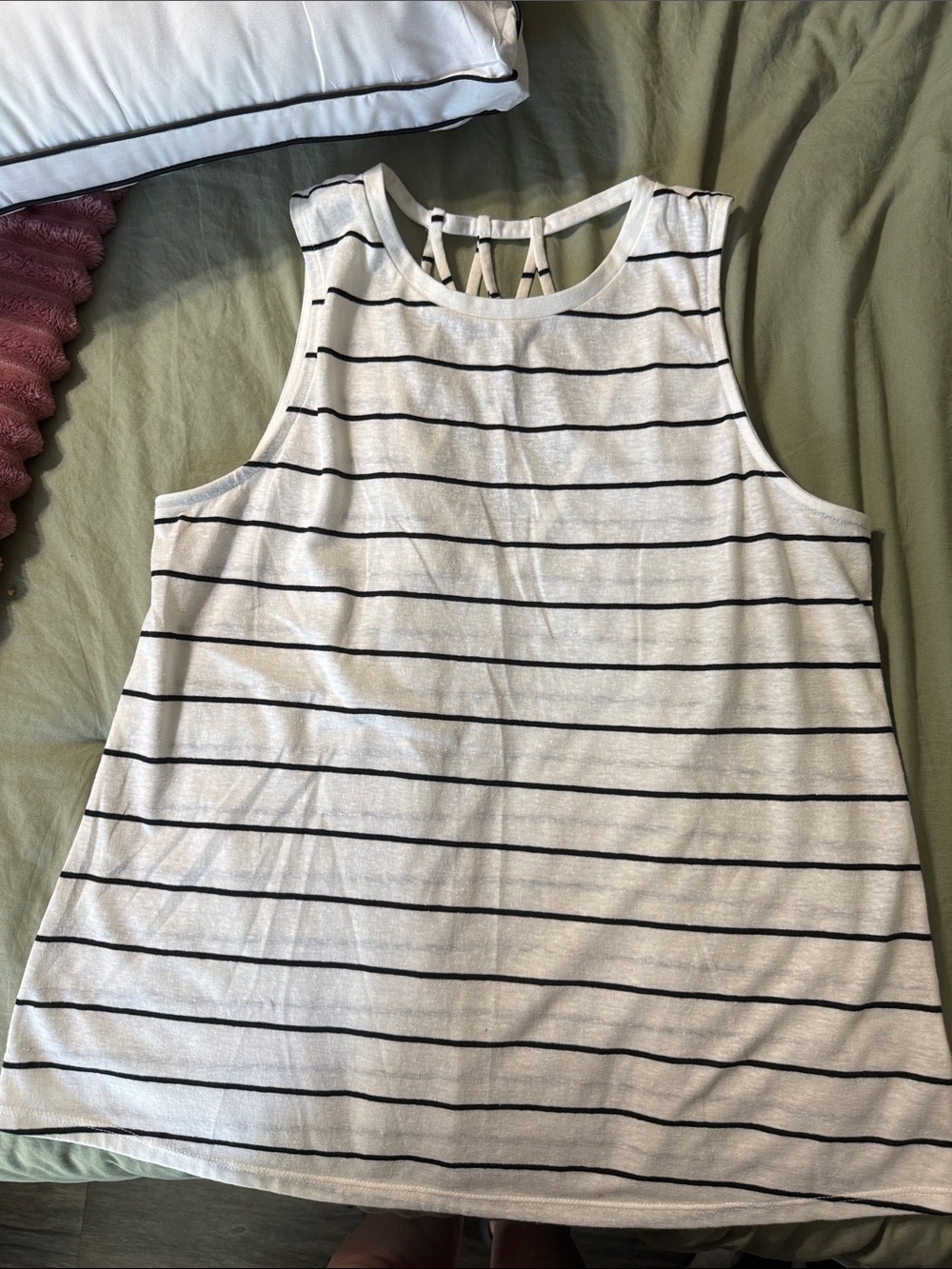 Sleeveless White & Black Striped Tank Top - Casual Summer Layering